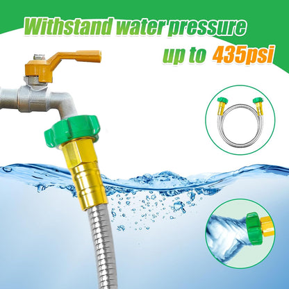Heavy Duty 304 Stainless Steel Garden Hose, 3ft Leakproof Flexible Leader Hose with Female to Female Connectors for Hose Reel, Car, Pet Cleaning & Outdoor Watering