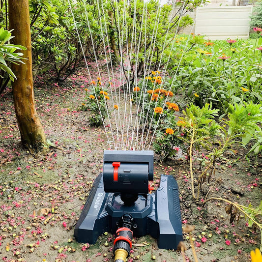 94125 Adjustable 4-Way Mini Turbo Oscillating Sprinkler W/Quick Connect Starter Set, 16 Nozzle, Covers up to 4,069 sq. ft. Heavy Weight Base