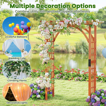 Wood Arbor, 84 inch Wooden Garden Arch with 17.5 inch Lattice Side Panels, Wooden Trellis for Climbing Plants Outdoor, Wedding Ceremony, Birthday Party, Lawn