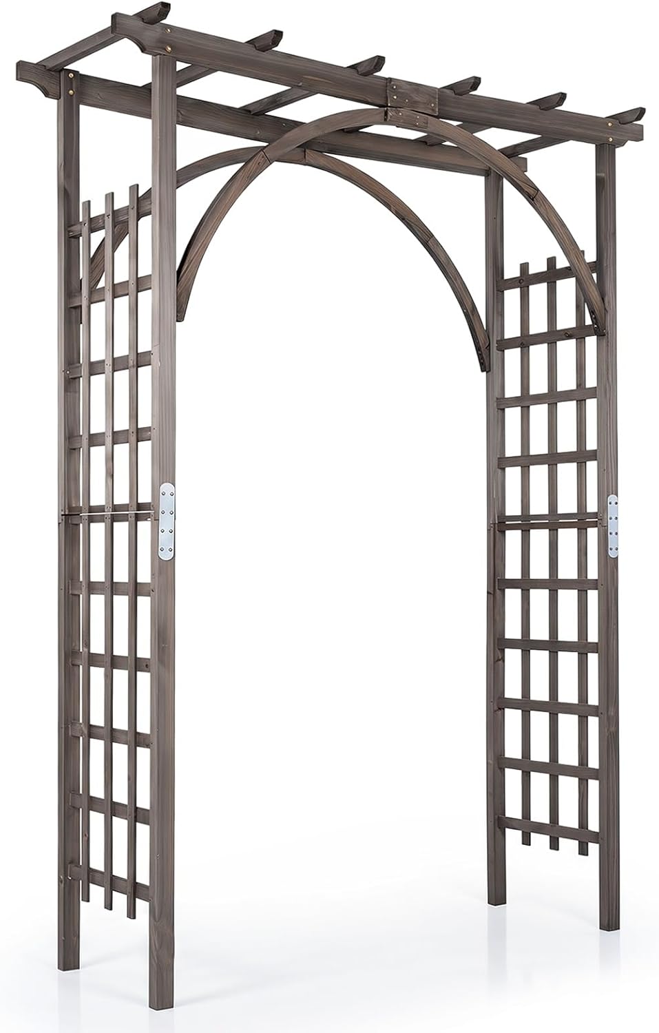 Wood Arbor, 84 inch Wooden Garden Arch with 17.5 inch Lattice Side Panels, Wooden Trellis for Climbing Plants Outdoor, Wedding Ceremony, Birthday Party, Lawn
