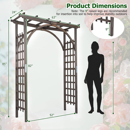Wood Arbor, 84 inch Wooden Garden Arch with 17.5 inch Lattice Side Panels, Wooden Trellis for Climbing Plants Outdoor, Wedding Ceremony, Birthday Party, Lawn