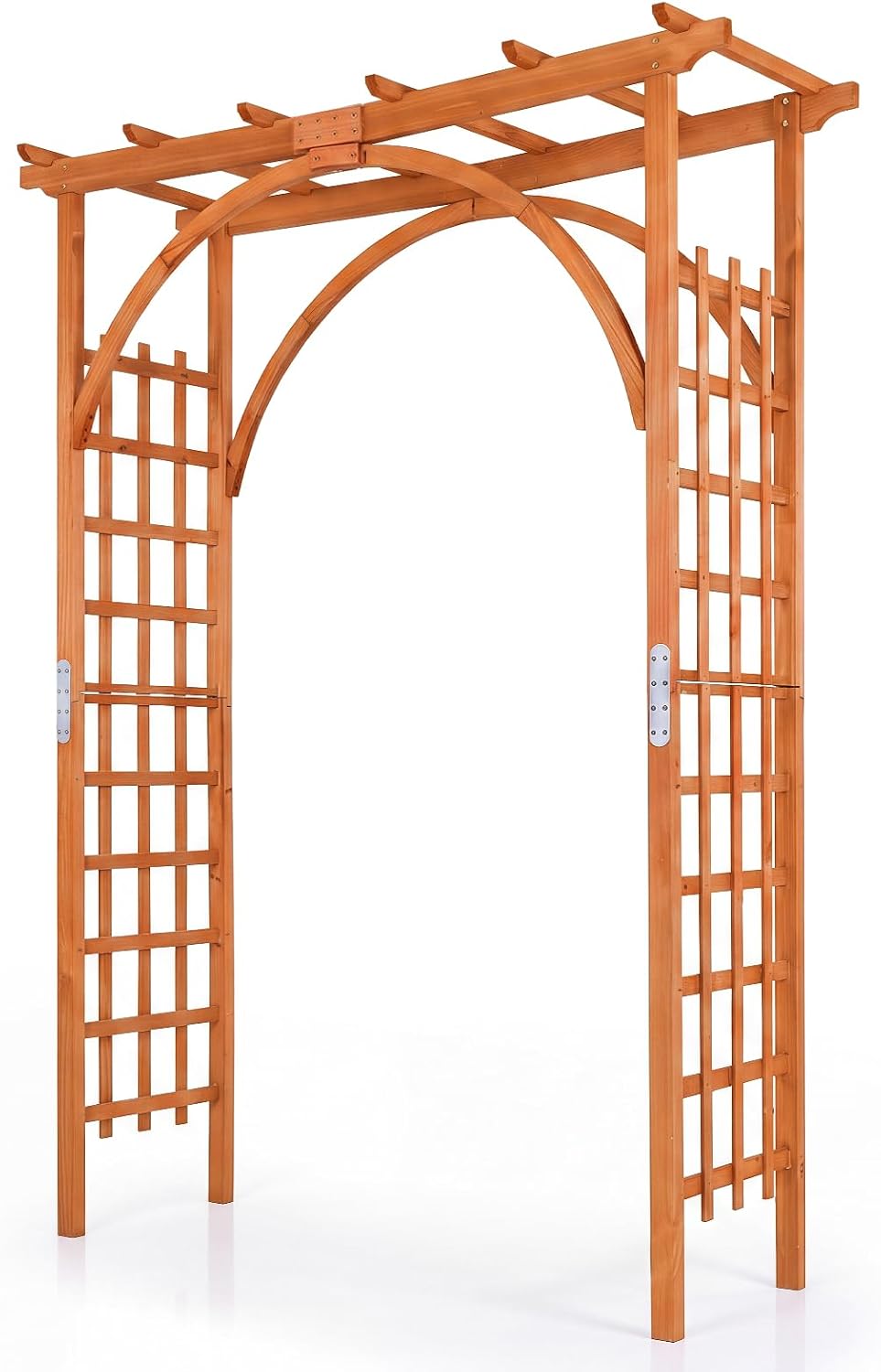 Wood Arbor, 84 inch Wooden Garden Arch with 17.5 inch Lattice Side Panels, Wooden Trellis for Climbing Plants Outdoor, Wedding Ceremony, Birthday Party, Lawn