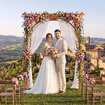 Wood Arbor, 84 inch Wooden Garden Arch with 17.5 inch Lattice Side Panels, Wooden Trellis for Climbing Plants Outdoor, Wedding Ceremony, Birthday Party, Lawn