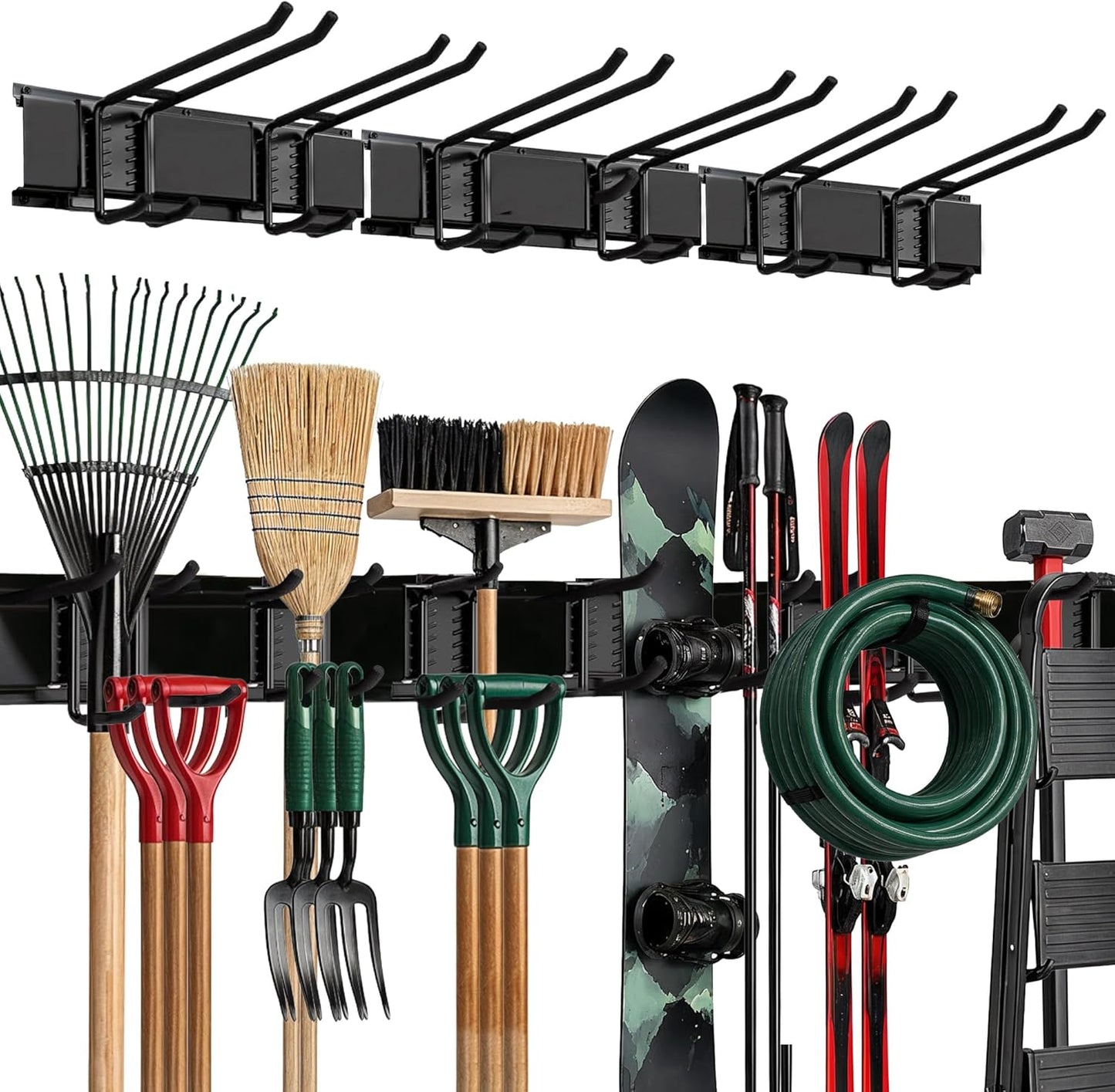 Garage Wall Organizer, Shovel Holder Wall Mount, 48" Double Hooks