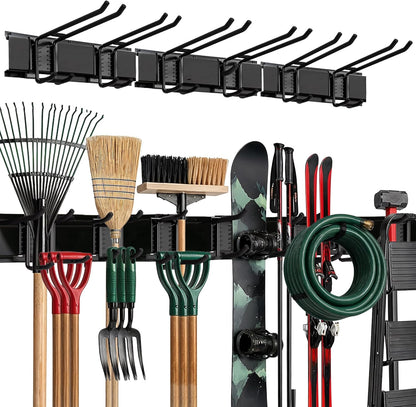 Garage Wall Organizer, Shovel Holder Wall Mount, 48" Double Hooks