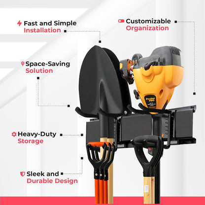 Garage Wall Organizer, Shovel Holder Wall Mount, 48" Double Hooks