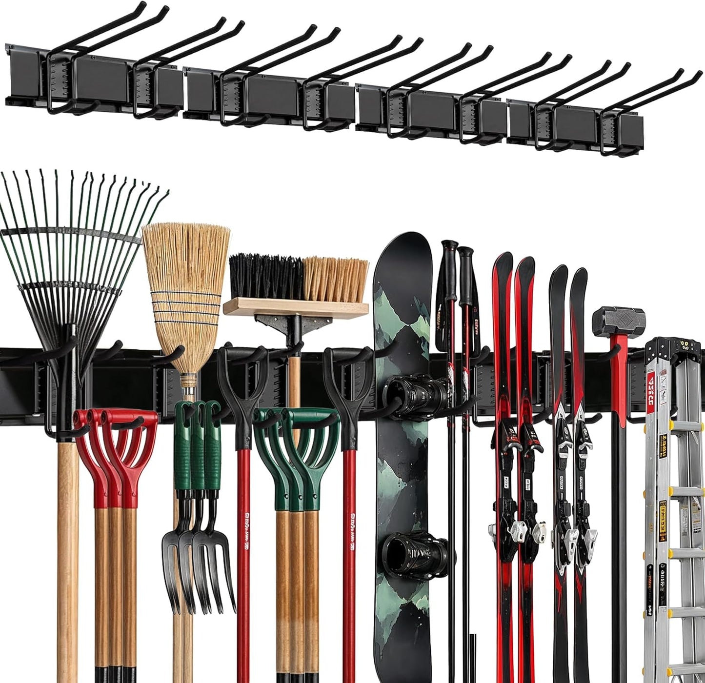 Garage Wall Organizer, Shovel Holder Wall Mount, 48" Double Hooks