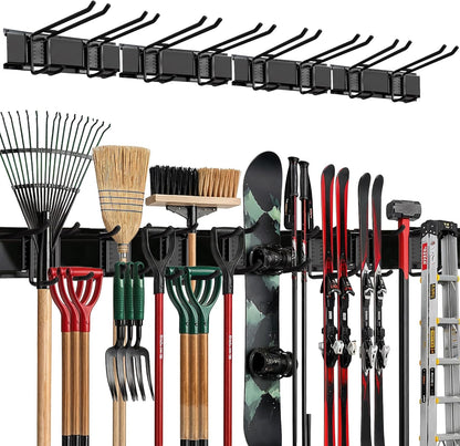 Garage Wall Organizer, Shovel Holder Wall Mount, 48" Double Hooks