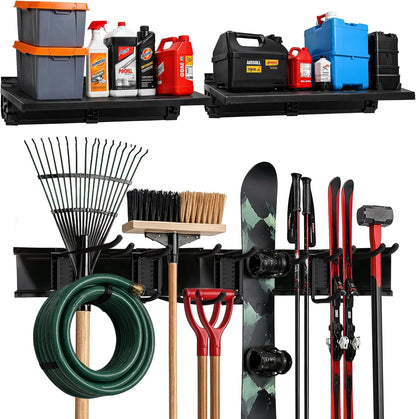 Garage Wall Organizer, Shovel Holder Wall Mount, 48" Double Hooks