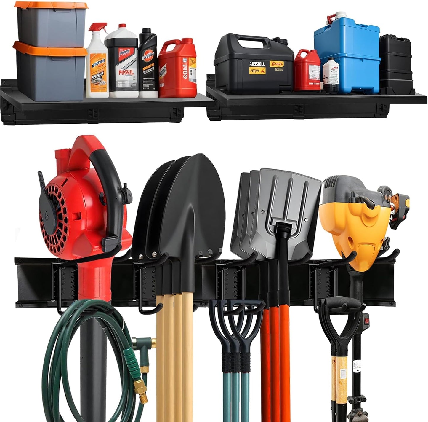 Garage Wall Organizer, Shovel Holder Wall Mount, 48" Double Hooks