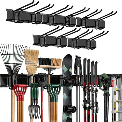 Garage Wall Organizer, Shovel Holder Wall Mount, 48" Double Hooks