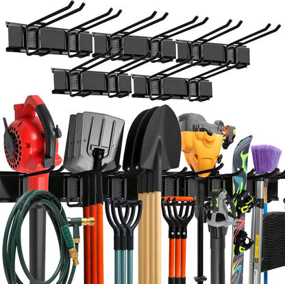 Garage Wall Organizer, Shovel Holder Wall Mount, 48" Double Hooks