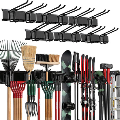 Garage Wall Organizer, Shovel Holder Wall Mount, 48" Double Hooks