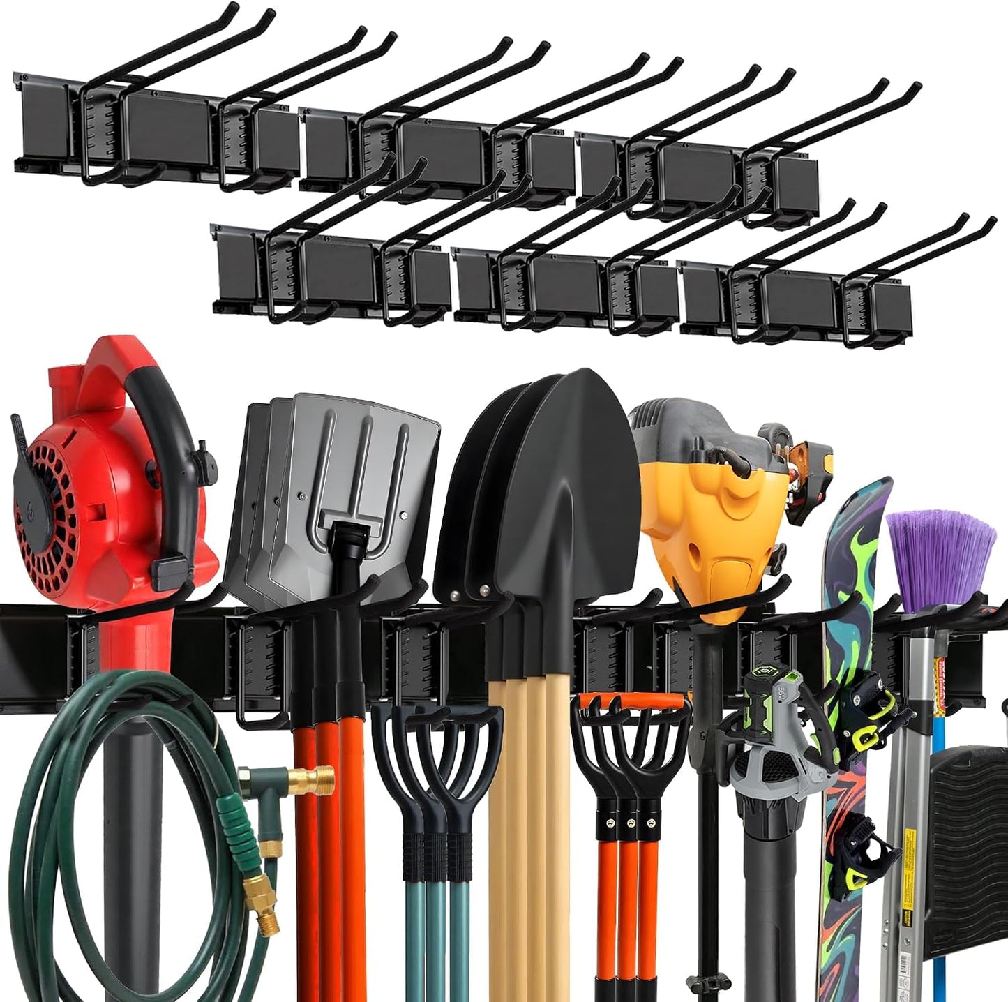 Garage Wall Organizer, Shovel Holder Wall Mount, 48" Double Hooks