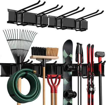 Garage Wall Organizer, Shovel Holder Wall Mount, 48" Double Hooks