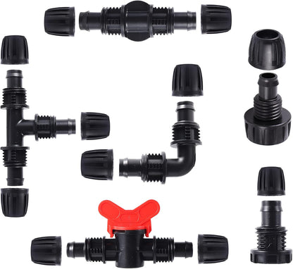 16 Pcs 1/2 inch Tubing Irrigation Fittings Kit,Anti-Drip Connectors