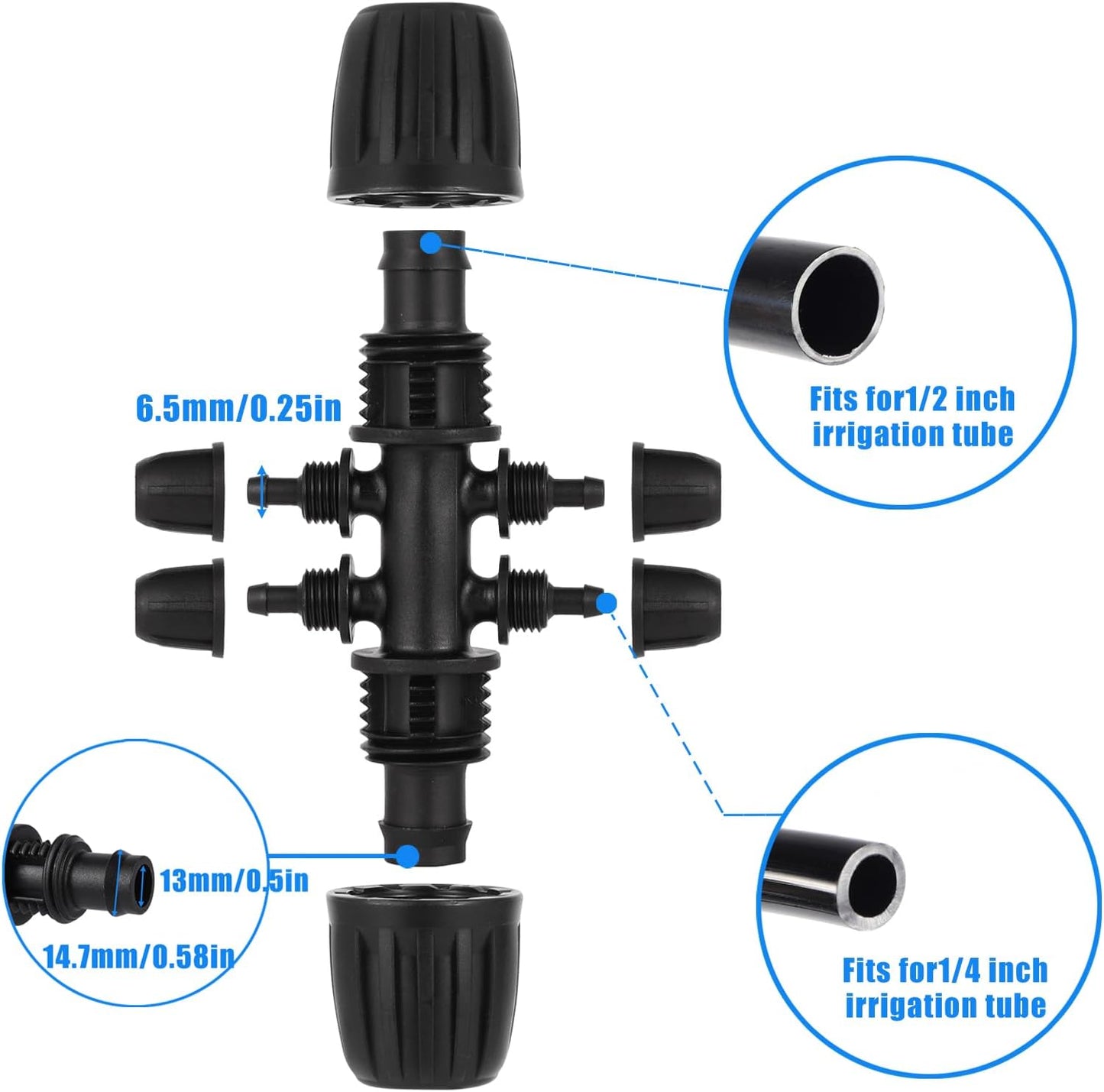 16 Pcs 1/2 inch Tubing Irrigation Fittings Kit,Anti-Drip Connectors