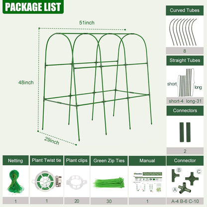 Cucumber Trellis for Raised Beds, Cucumber Trellis for Climbing Plants Outdoor, with Garden Netting and Plant Clip, Metal Arch Garden Trellis Ideal for Cucumbers, Tomatoes, and Flowers