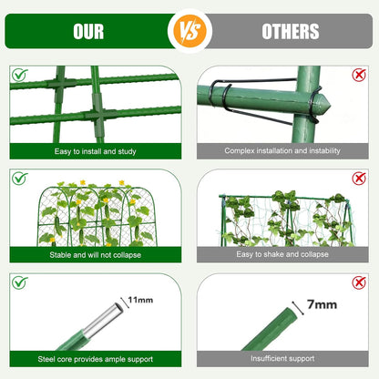 Cucumber Trellis for Raised Beds, Cucumber Trellis for Climbing Plants Outdoor, with Garden Netting and Plant Clip, Metal Arch Garden Trellis Ideal for Cucumbers, Tomatoes, and Flowers