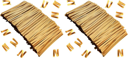 1000 Pcs 4 Inch Kraft Paper Twist Ties for Cello Bags Treat Bags Gift Packaging Bread Cookie Candy Cake Bags