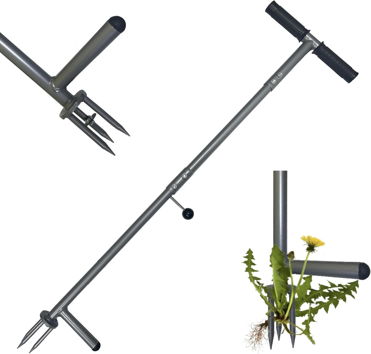 Stand Up Weeder - 3-Claw Stainless Steel Root Extractor, No Bending