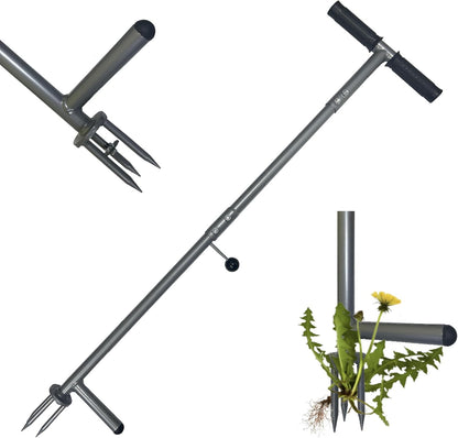 Stand Up Weeder - 3-Claw Stainless Steel Root Extractor, No Bending