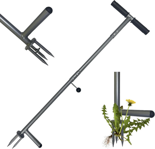 Stand Up Weeder - 3-Claw Stainless Steel Root Extractor, No Bending