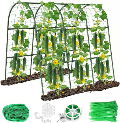 47"x47"x22" U-Shape Cucumber Trellis, Metal Plant Support with Net