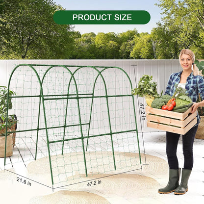 47"x47"x22" U-Shape Cucumber Trellis, Metal Plant Support with Net