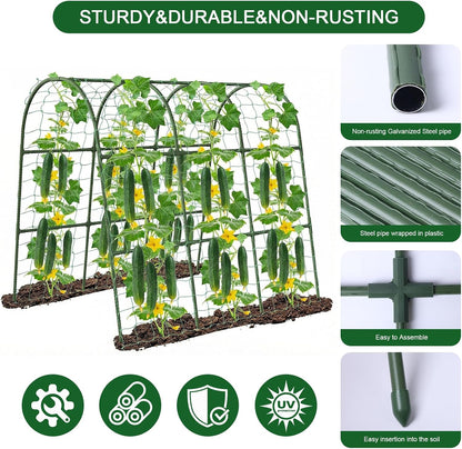 47"x47"x22" U-Shape Cucumber Trellis, Metal Plant Support with Net