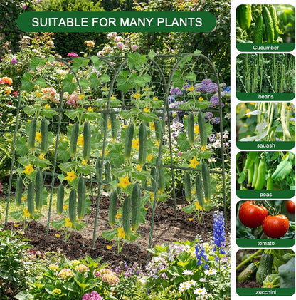 47"x47"x22" U-Shape Cucumber Trellis, Metal Plant Support with Net