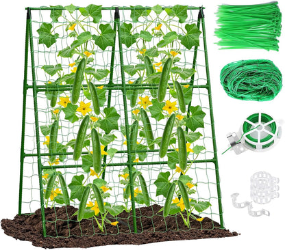 47"x47"x22" U-Shape Cucumber Trellis, Metal Plant Support with Net