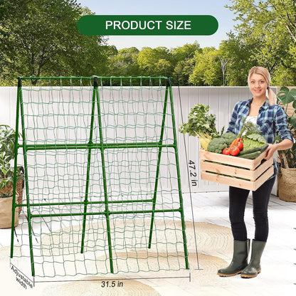 47"x47"x22" U-Shape Cucumber Trellis, Metal Plant Support with Net