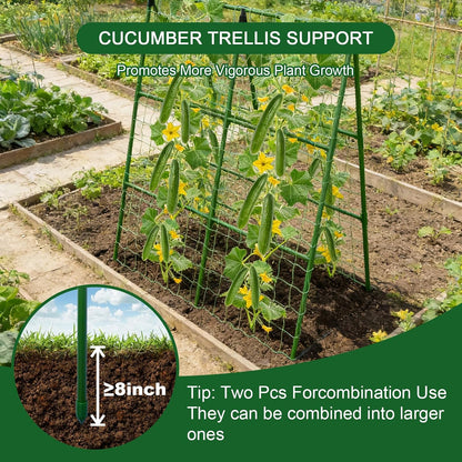 47"x47"x22" U-Shape Cucumber Trellis, Metal Plant Support with Net