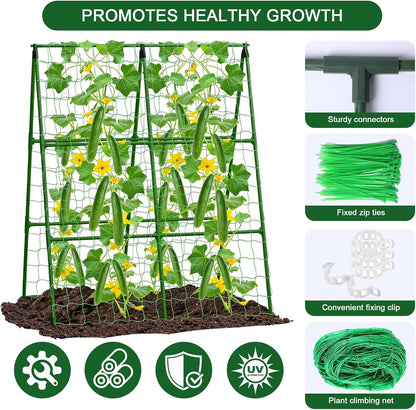 47"x47"x22" U-Shape Cucumber Trellis, Metal Plant Support with Net