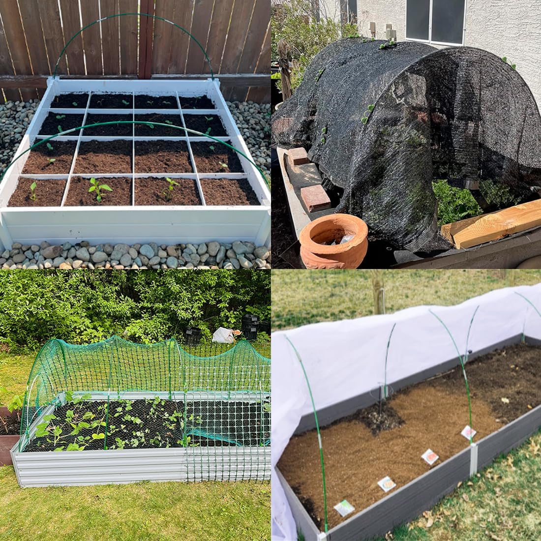 Greenhouse Hoops Kit, DIY 8ft Grow Tunnel, Fits Raised Garden Beds 2.8ft Wide & Up, 25 Pcs Rust-Proof Fiberglass Frame Support Rods for Row Cover, Shade Cloth, Frost Netting & Plant Stakes