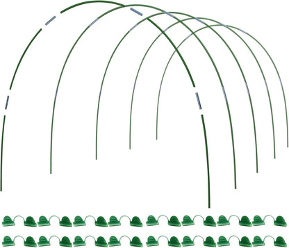 Greenhouse Hoops Kit, DIY 8ft Grow Tunnel, Fits Raised Garden Beds 2.8ft Wide & Up, 25 Pcs Rust-Proof Fiberglass Frame Support Rods for Row Cover, Shade Cloth, Frost Netting & Plant Stakes