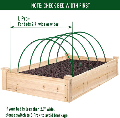 Greenhouse Hoops Kit, DIY 8ft Grow Tunnel, Fits Raised Garden Beds 2.8ft Wide & Up, 25 Pcs Rust-Proof Fiberglass Frame Support Rods for Row Cover, Shade Cloth, Frost Netting & Plant Stakes