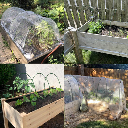 Greenhouse Hoops Kit, DIY 8ft Grow Tunnel, Fits Raised Garden Beds 2.8ft Wide & Up, 25 Pcs Rust-Proof Fiberglass Frame Support Rods for Row Cover, Shade Cloth, Frost Netting & Plant Stakes