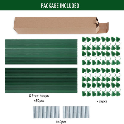 Greenhouse Hoops Kit, DIY 8ft Grow Tunnel, Fits Raised Garden Beds 2.8ft Wide & Up, 25 Pcs Rust-Proof Fiberglass Frame Support Rods for Row Cover, Shade Cloth, Frost Netting & Plant Stakes