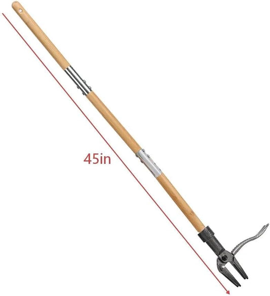 Stand Up Weed Puller Tool - Long Handle Design | Bamboo Handle with 4-Claw Steel Head for Easy Use, Ergonomic Weeding Tool for Lawn, Garden & Yard Care