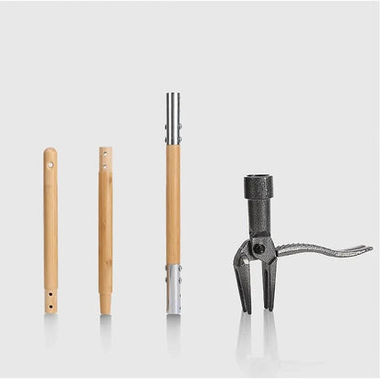 Stand Up Weed Puller Tool - Long Handle Design | Bamboo Handle with 4-Claw Steel Head for Easy Use, Ergonomic Weeding Tool for Lawn, Garden & Yard Care