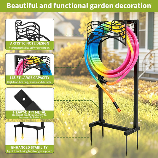 Garden Hose Holder Freestanding, Heavy Duty Metal Stand Holds 165FT