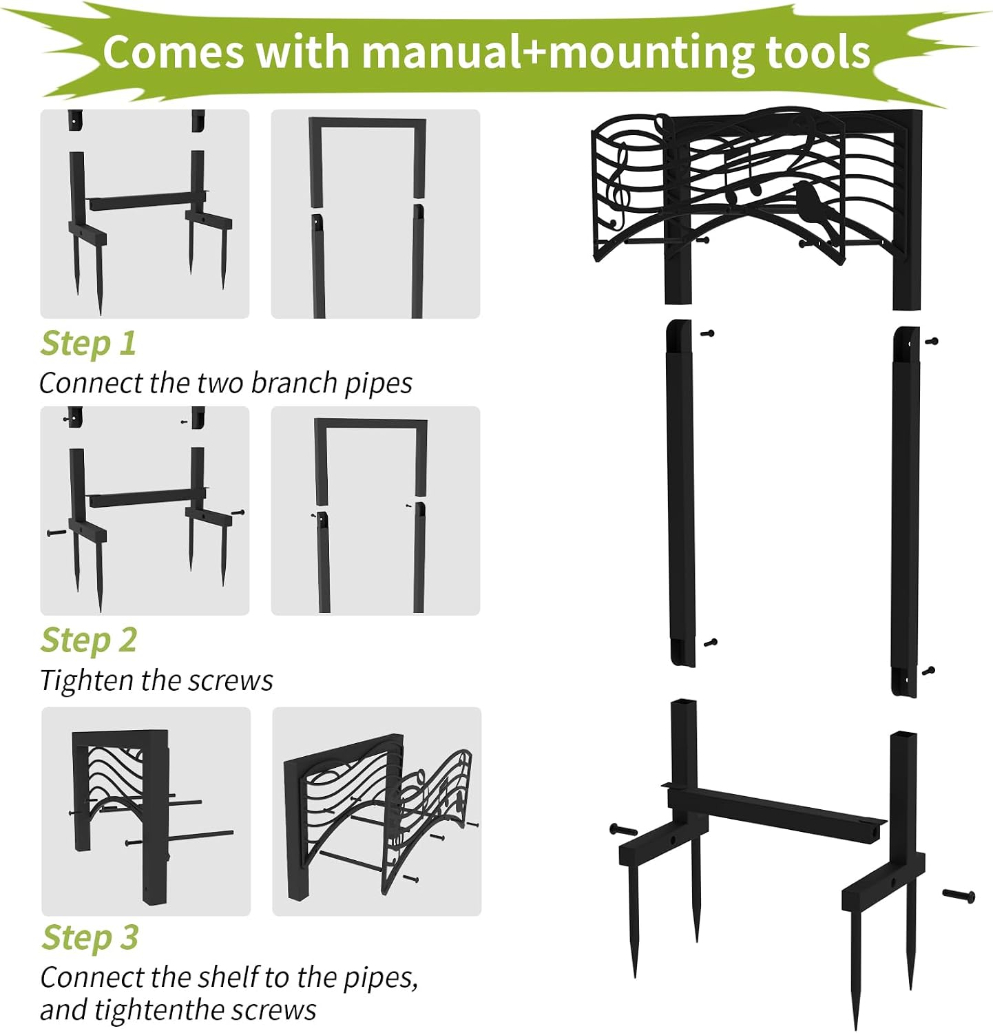 Garden Hose Holder Freestanding, Heavy Duty Metal Stand Holds 165FT