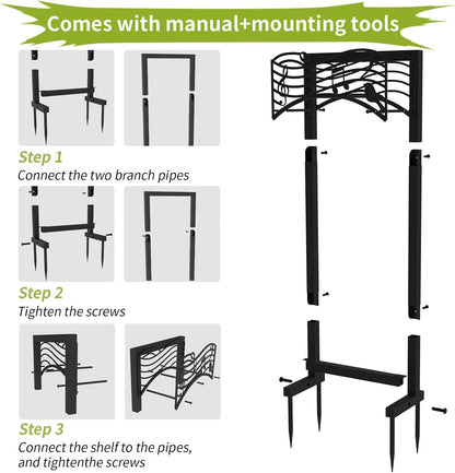 Garden Hose Holder Freestanding, Heavy Duty Metal Stand Holds 165FT