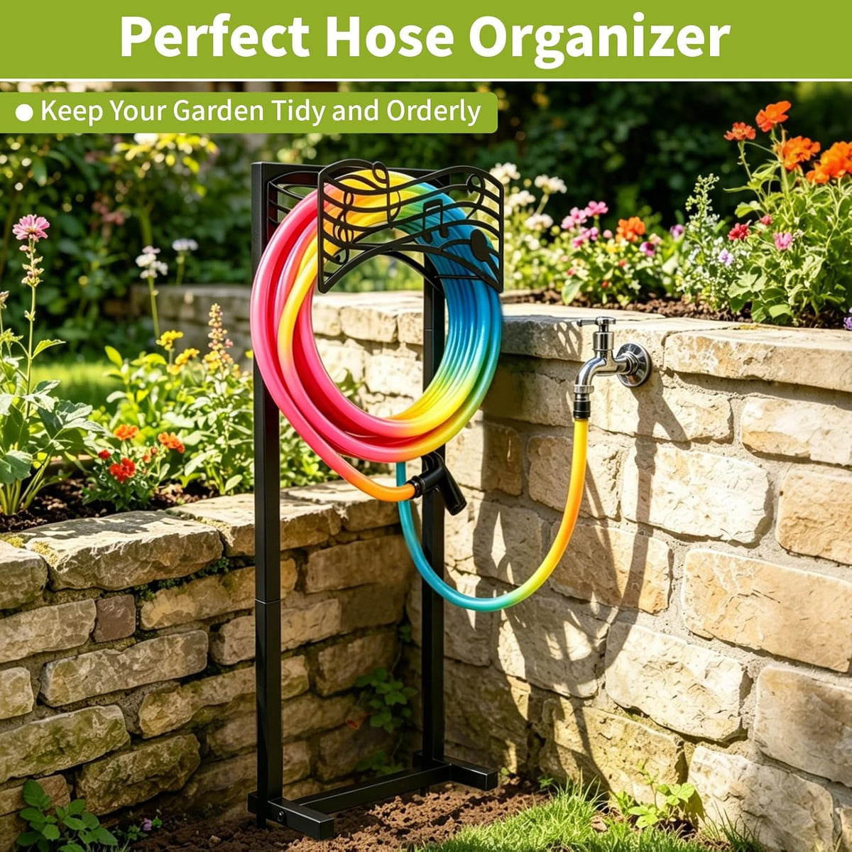 Garden Hose Holder Freestanding, Heavy Duty Metal Stand Holds 165FT