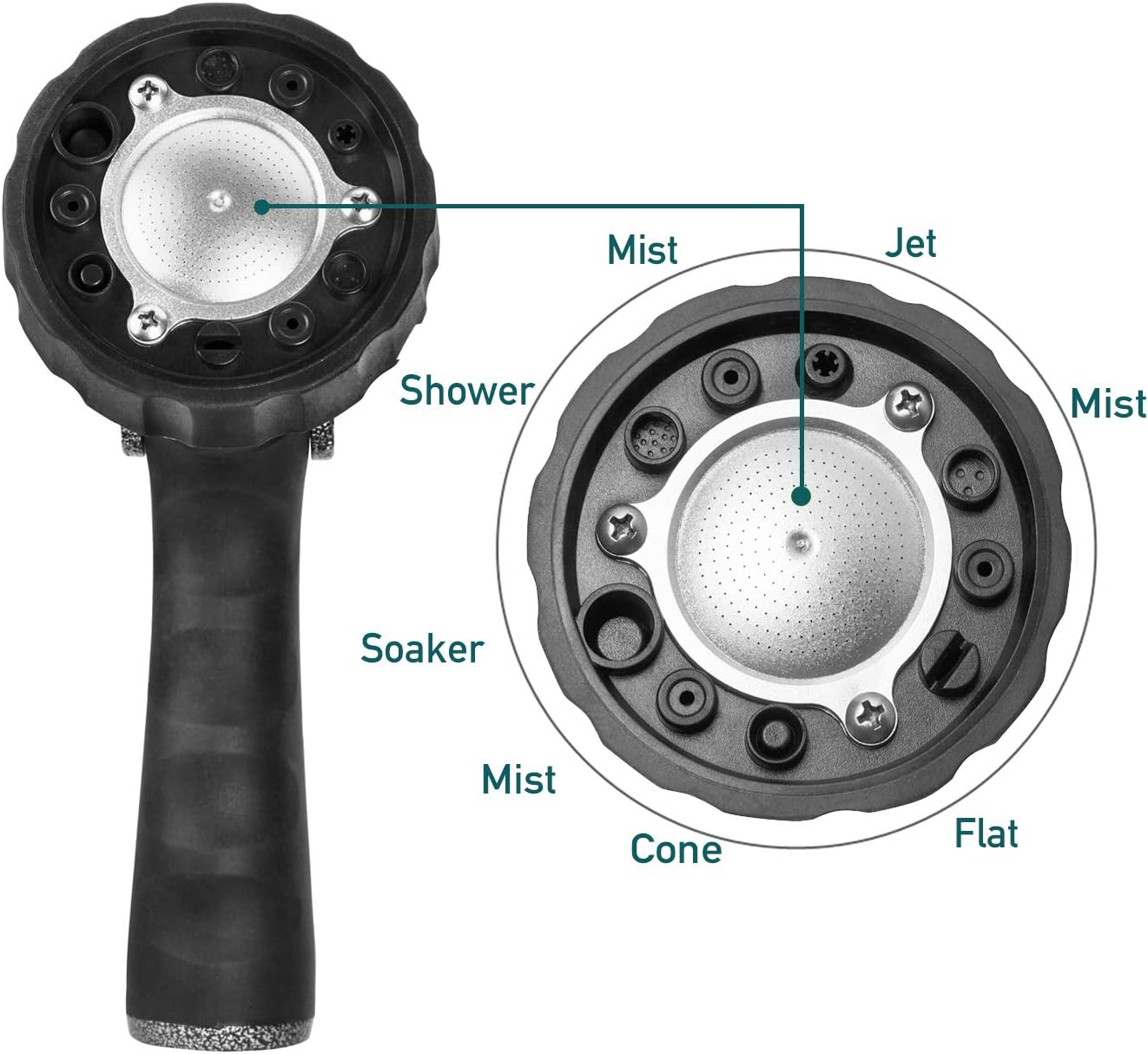 Garden Hose Nozzle, Water Hose Spray Nozzle with Thumb Control On Off Valve for Easy Water Flow Control