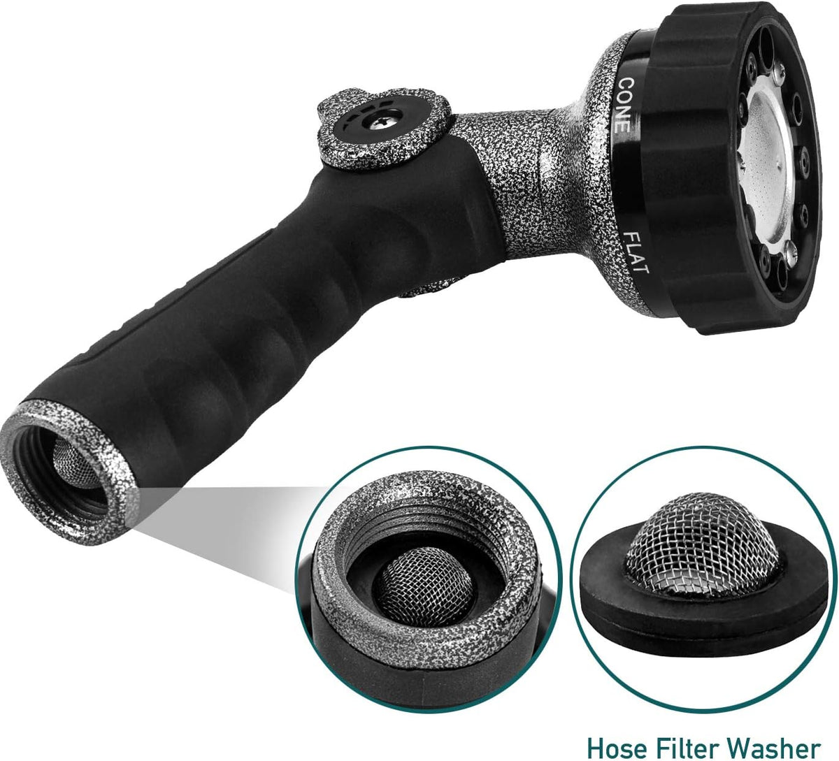 Garden Hose Nozzle, Water Hose Spray Nozzle with Thumb Control On Off Valve for Easy Water Flow Control