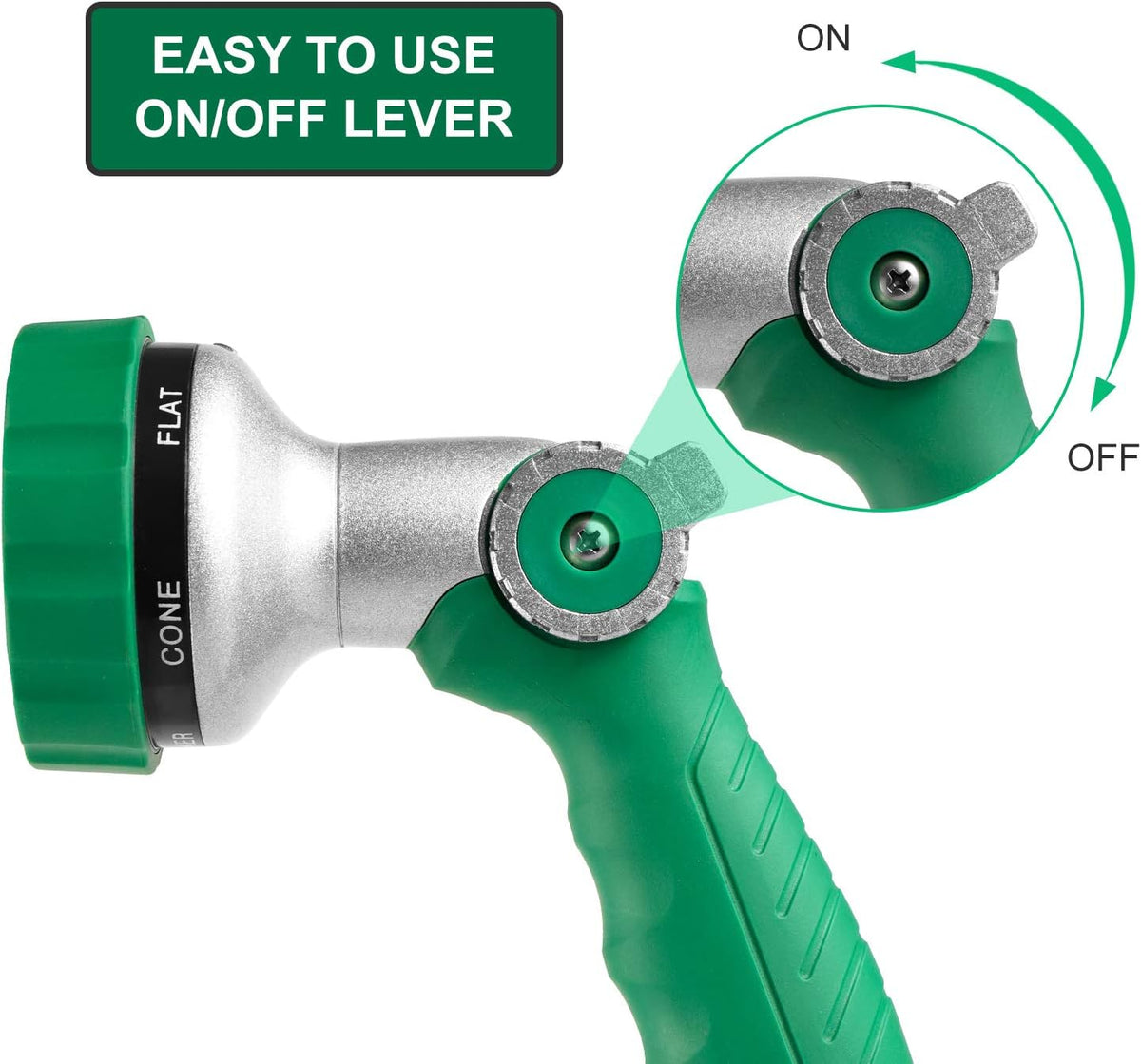 Garden Hose Nozzle, Water Hose Spray Nozzle with Thumb Control On Off Valve for Easy Water Flow Control