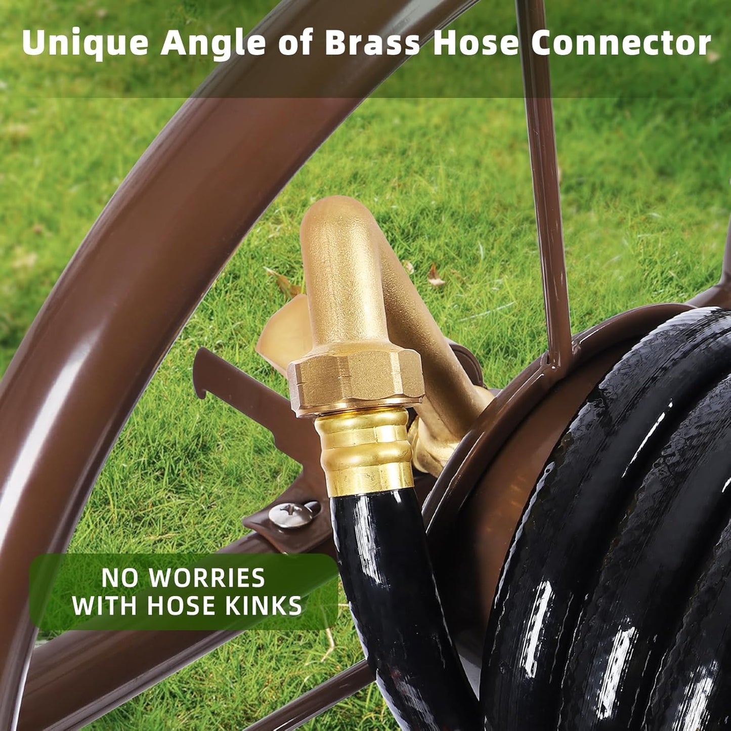 Upgrade Hose Reel Cart, Garden Hose Cart 4 Wheels, Holds 300ft 5/8"
